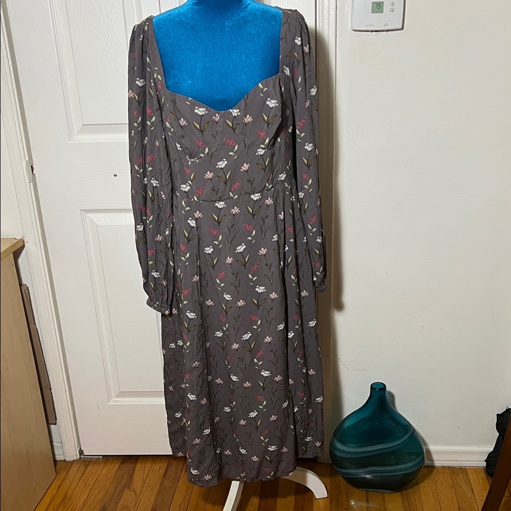 Backyard Roses Floral Midi Dress Women’s XL